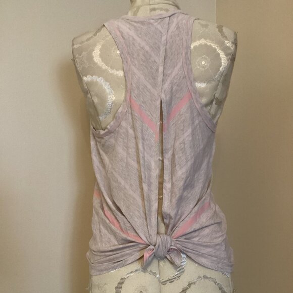 Lululemon All Tied Up Tank Pop Stripe Heathered Dune SIZE 6 SOFT PIMA COTTON TOP - Picture 1 of 4